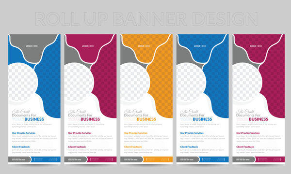 Creative business Roll Up Design agency or pull up banner Bundle vector template

