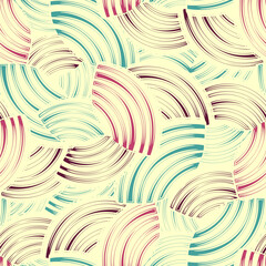 Fototapeta na wymiar Seamless abstract geometric pattern of random arcuate stripes. 