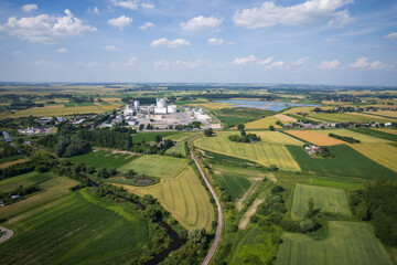 Fototapeta na wymiar Aerial view of sugar factory in Werbkowice, Poland