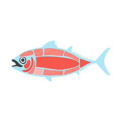 部位別のマグロ肉。フラットなベクターイラスト。
Parts of the Tuna meat. Flat designed vector illustration.
