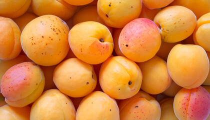 closeup many apricot fruits background