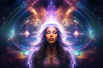 Psychic waves experimentation, psychedelia, and bold mental, emotional, and spiritual journey, journey into wellness with psychic waves. ai generative - obrazy, fototapety, plakaty