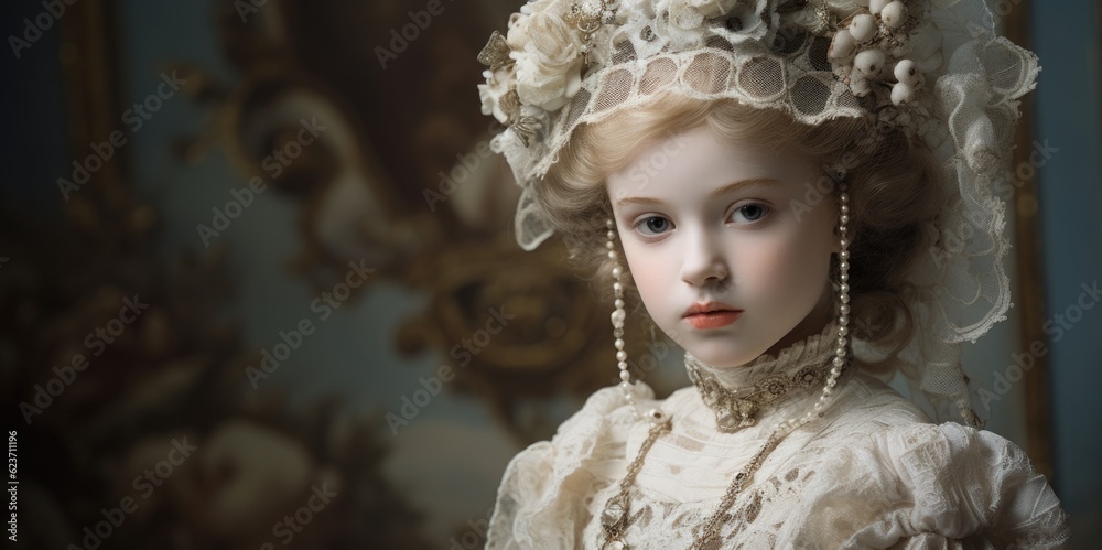 Wall mural realistic porcelain doll with exquisite features, generative ai