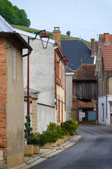 Walking in touristic old village Oger, grand cru village for producing of sparkling wine champagne, France