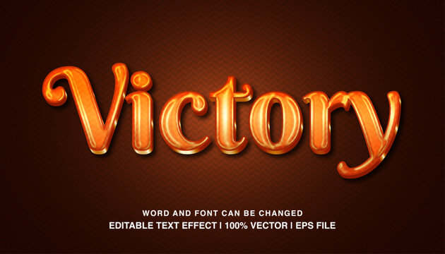 Victory editable text effect template, orange glossy luxury style typeface, premium vector