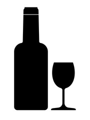 Wine bottle and glass icon isolated on white background. Vector illustration EPS 10 File.