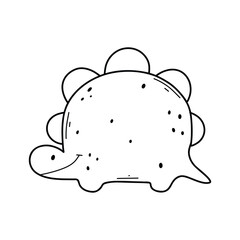 Cute Dinosaur in doodle style. Linear baby dino isolated on white background. Vector illustration.