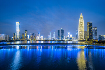 Fototapeta na wymiar Night view of Houhai CBD in Shenzhen, China