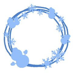 雪だるまと雪の結晶の丸いフレーム　（Affinity Designer版）
 - obrazy, fototapety, plakaty