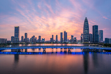 Fototapeta na wymiar Skyline of Houhai CBD buildings, Nanshan District, Shenzhen, China