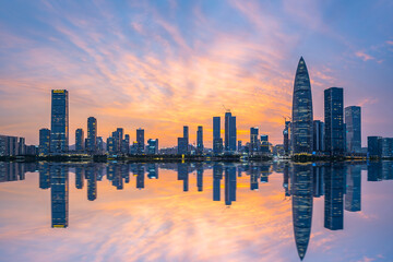 Skyline of Houhai CBD buildings, Nanshan District, Shenzhen, China © Lili.Q
