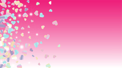 Realistic Background with Confetti of Hearts Glitter Particles. St. Valentine Day. Celebration pattern. Light Spots. Explosion of Confetti. Glitter Vector Illustration. Design for Banner.