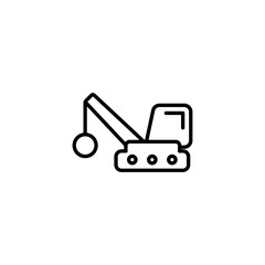 Wrecking Ball Crane icon design with white background stock illustration