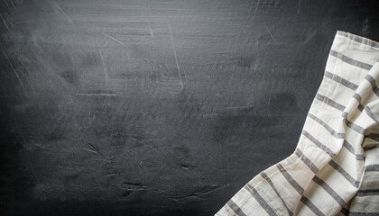Serving background. Napkin. On a black chalkboard.