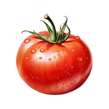 Watercolor tomato. Vegetable clipart illustration. Generative AI