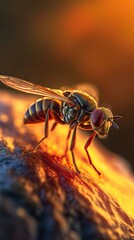 Golden Hour Macro Photography of a Fly AI Generated