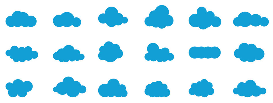 Clouds in the sky. Abstract blue cloud set isolated on white background. Vector illustration.