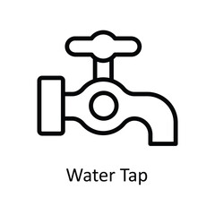 Water Tap Vector outline Icon Design illustration. Kitchen and home  Symbol on White background EPS 10 File