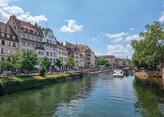 river ill in the city of strasbourg at a sunny day, france