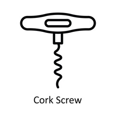 Cork Screw Vector outline Icon Design illustration. Kitchen and home Symbol on White background EPS 10 File
