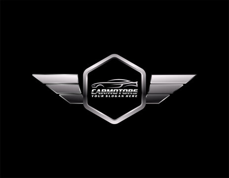 recommend clip art: Auto style car logo design with concept sports vehicle icon silhouette on light grey background. Vector illustration.