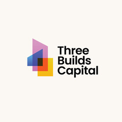 Three Building Construction Tower Apartment Colorful Gradient Logo vector Icon illustration