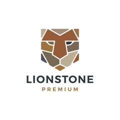 Lion Stone Logo Vector Icon Illustration