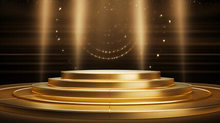 Gold Display presentation Podium Background. Generative AI.