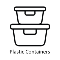 Plastic Containers Vector outline Icon Design illustration. Kitchen and home  Symbol on White background EPS 10 File