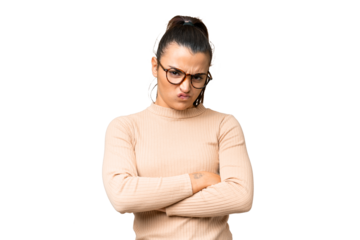 Young beauty woman over isolated chroma key background feeling upset