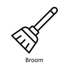 Broom Vector outline Icon Design illustration. Kitchen and home  Symbol on White background EPS 10 File