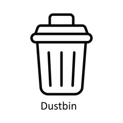 Dustbin Vector outline Icon Design illustration. Kitchen and home  Symbol on White background EPS 10 File