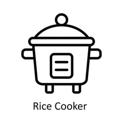 Rice Cooker  Vector outline Icon Design illustration. Kitchen and home  Symbol on White background EPS 10 File