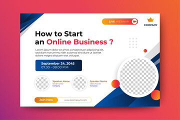 Business Webinar banner invitation template design. vector