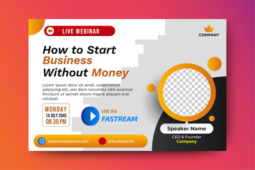 Business Conference live webinar banner invitation and social media post template. Business webinar invitation design. Vector	