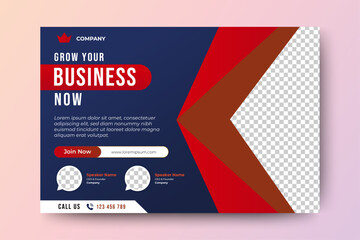 Business Conference live webinar banner invitation and social media post template. Business webinar invitation design. Vector	