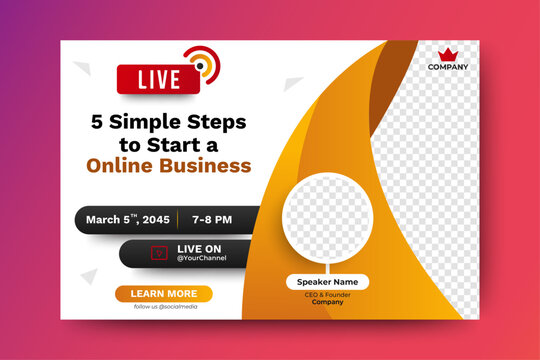 Business Webinar banner invitation template design. vector