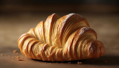 Golden brown french Croissants high resolution image Ai generated art