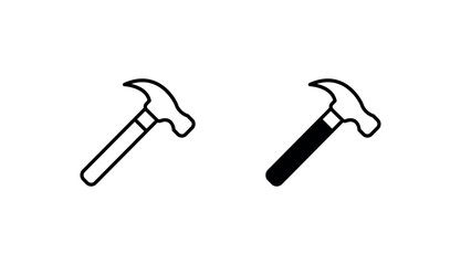 Hammer icon design with white background stock illustration