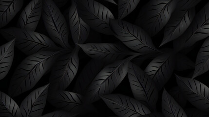Black Close-up leaf banner with empty copy space. Generative AI.