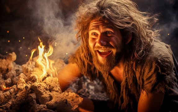 Prehistoric man discover the fire