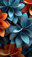 Abstract Background of Flowers in Blue, Orange, and Yellow for Mobile AI Generated