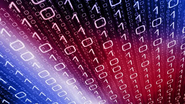 Binary pattern in motion cyber concept animation for tech design. Binary digits flow data background animation for big data analysis