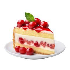 cake with cherry isolated on transparent background cutout