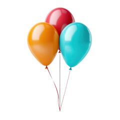 orange red and yellow balloons isolated on transparent background cutout