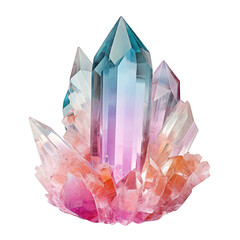 pink and blue crystal isolated on transparent background cutout