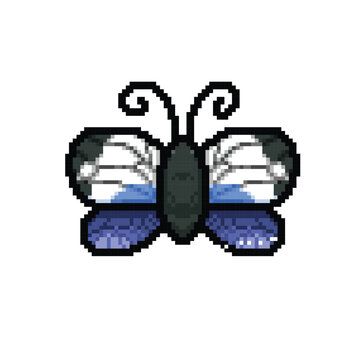 Cute Butterfly In Pixel Art Style