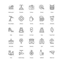 Amusement Park related icon set