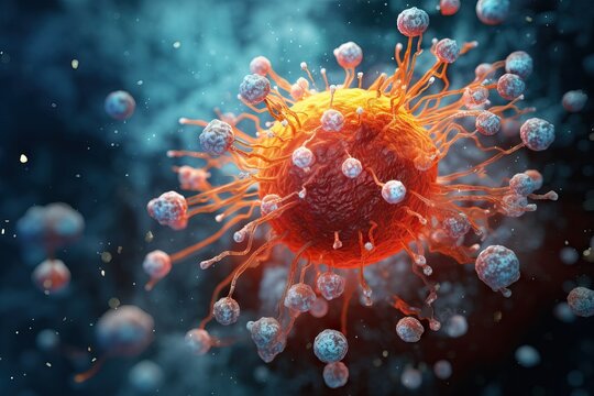 Macrophage Devouring Bacteria in Cinematic 3D Illustration. Generative AI