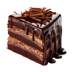 chocolate cake isolated on transparent background cutout